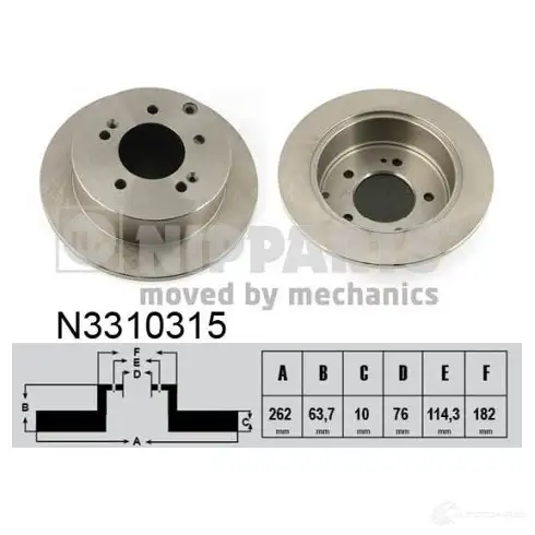 Тормозной диск NIPPARTS 2046576 N3310315 B FGACAT 8711768301873