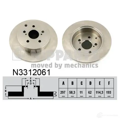Тормозной диск NIPPARTS GVS V93 N3312061 2046625 8711768161606