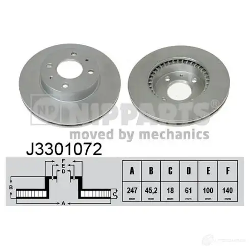 Тормозной диск NIPPARTS E4FZ F8 2037432 8711768050856 J3301072 изображение 0