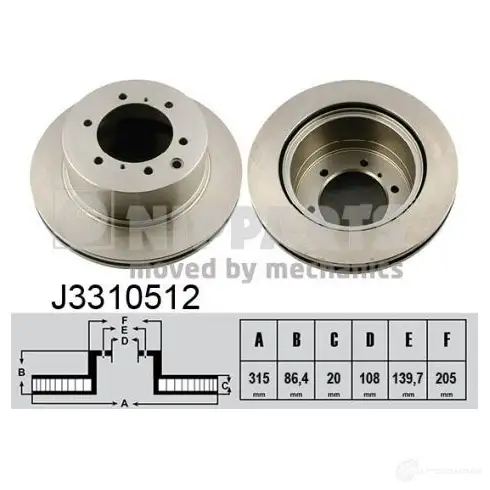 Тормозной диск NIPPARTS 2037725 J3310512 OWMA 1 8711768116859