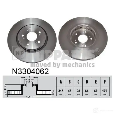 Тормозной диск NIPPARTS 1221636033 N3304062 8718638764479 A7 945L