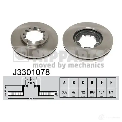 Тормозной диск NIPPARTS UQJY2 K J3301078 2037435 8711768085612 изображение 0