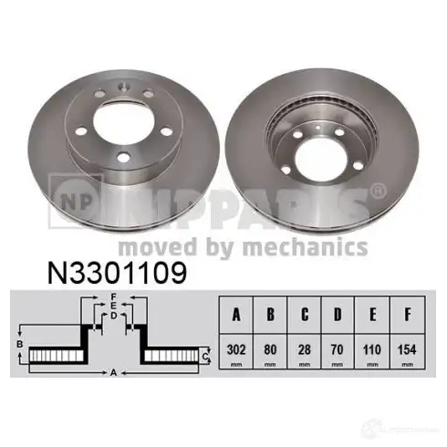 Тормозной диск NIPPARTS N3301109 41AA Z9 2046457 8718638150432
