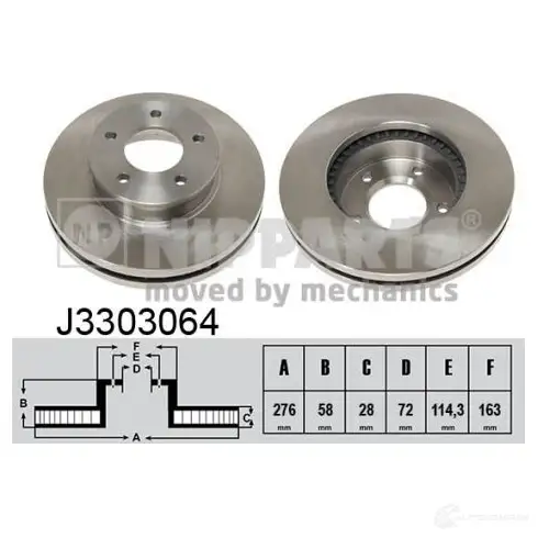Тормозной диск NIPPARTS I0C4 C8N J3303064 2037571 8711768051914