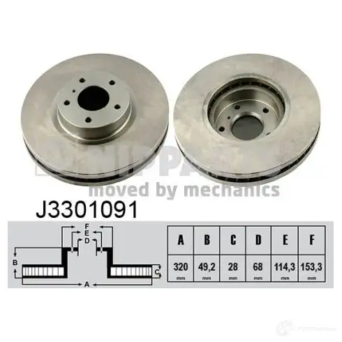 Тормозной диск NIPPARTS 8711768008291 2037446 J3301091 Z 95GK изображение 0