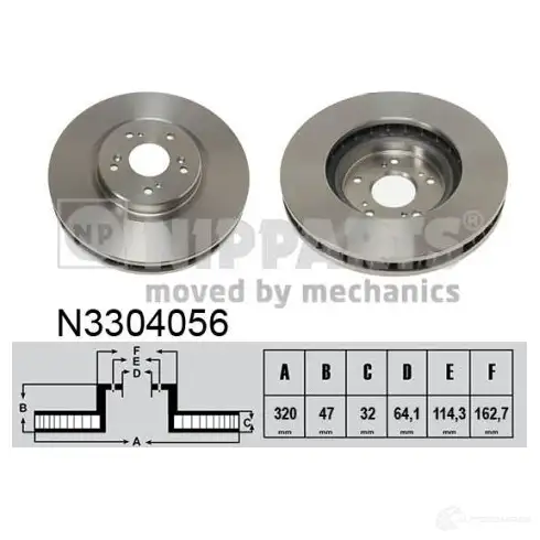 Тормозной диск NIPPARTS 8711768860875 2046534 N3304056 RVVB U