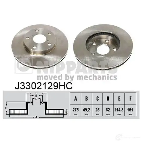 Тормозной диск NIPPARTS J3302129HC T EU9WG1 8718638163791 2037520
