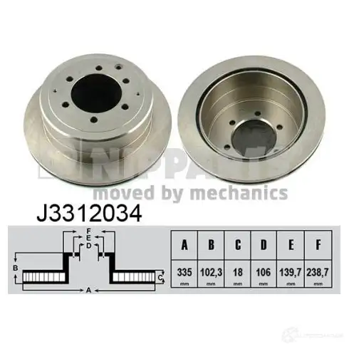 Тормозной диск NIPPARTS J3312034 8711768053420 7Y 1ZLCU 2037775
