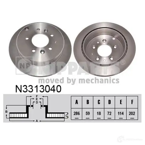 Тормозной диск NIPPARTS R 0EKXV6 2046655 N3313040 8718638315664