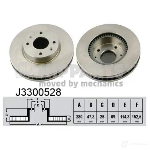 Тормозной диск NIPPARTS J3300528 2037391 4ZJ22 A8 8711768112639