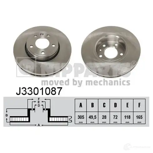 Тормозной диск NIPPARTS O6 GFQ 2037442 8711768134815 J3301087