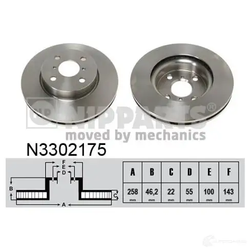 Тормозной диск NIPPARTS N3302175 2046486 8711768494391 19D8T Z