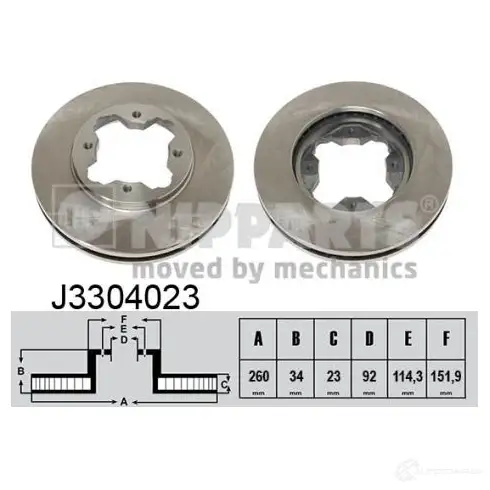 Тормозной диск NIPPARTS D K433Y 8711768052058 J3304023 2037599