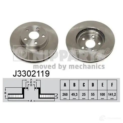 Тормозной диск NIPPARTS 8711768051532 J3302119 2037507 J G7AJT