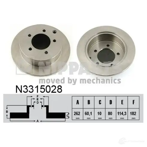 Тормозной диск NIPPARTS N KKBT N3315028 2046668 8711768161712