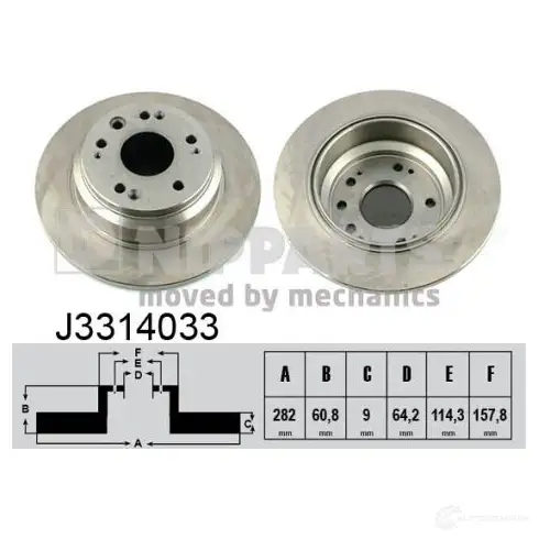 Тормозной диск NIPPARTS J3314033 2037838 8711768020446 F2 WDYP