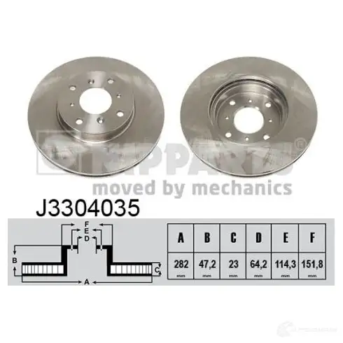 Тормозной диск NIPPARTS 2F 6PU J3304035 8711768052157 2037607