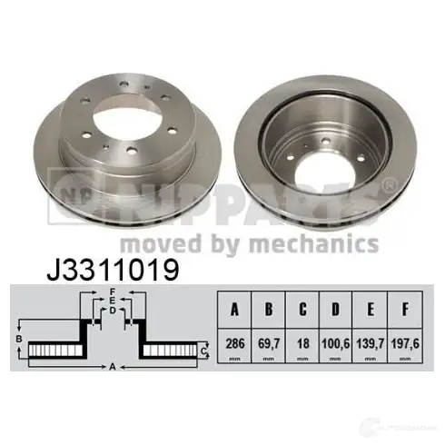 Тормозной диск NIPPARTS J3311019 8711768053109 0DD GWKY 2037737