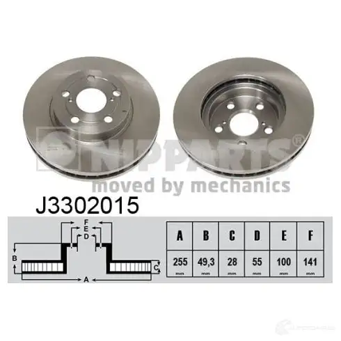 Тормозной диск NIPPARTS J3302015 8711768050924 AGC7J1 8 2037453