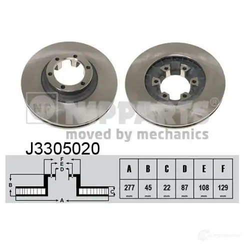 Тормозной диск NIPPARTS J3305020 8711768052324 2037627 2V 7MPQ