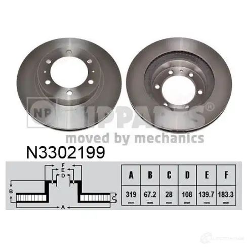 Тормозной диск NIPPARTS N3302199 1221635903 8718638766688 HDHK1 V