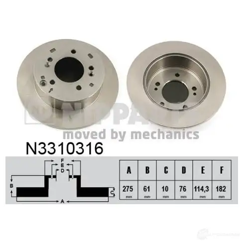 Тормозной диск NIPPARTS 8711768471927 N3310316 A437LV I 2046577