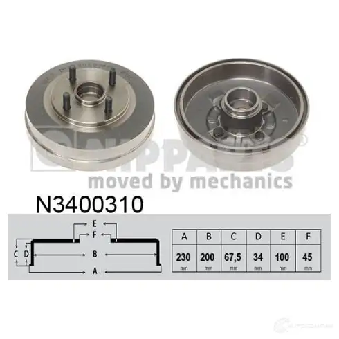 Тормозной барабан NIPPARTS L KINTT N3400310 8718638160752 2046696