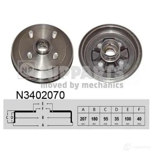 Тормозной барабан NIPPARTS 2046753 EL N6PM 8718638650994 N3402070