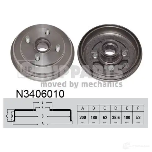 Тормозной барабан NIPPARTS 2046776 W7PY VS N3406010 8718638421556