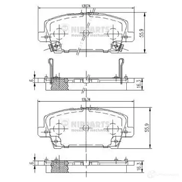 Тормозные колодки дисковые, комплект NIPPARTS Q 56OJZP 8711768160975 J3604065 2038339