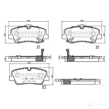 Тормозные колодки дисковые, комплект NIPPARTS H5GTG 8 8718638677601 N3610520 2047026 изображение 0