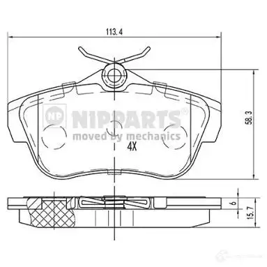 Тормозные колодки дисковые, комплект NIPPARTS Q2 CTG39 8718638768927 N3612050 1221638411