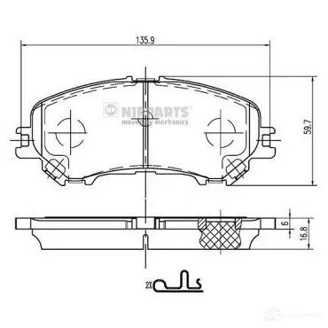 Тормозные колодки дисковые, комплект NIPPARTS 8718638422935 2046951 W66 U5 N3601111