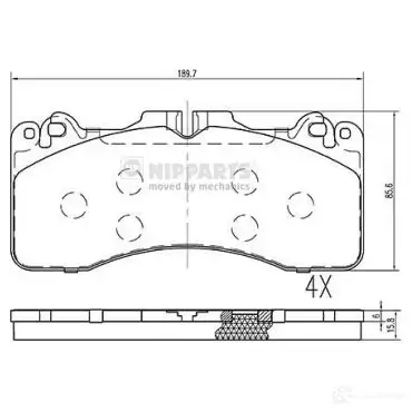 Тормозные колодки дисковые, комплект NIPPARTS 2046979 N3602152 PMX O4U3 8718638754074 изображение 0