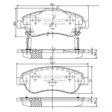 Тормозные колодки дисковые, комплект NIPPARTS 2046989 QX 5HZ N3604066 8711768156725 изображение 0