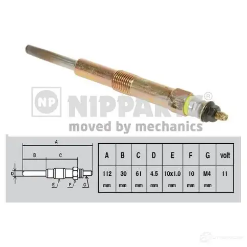 Свеча накала NIPPARTS Y EUTG4 8711768094270 J5710501 2042935