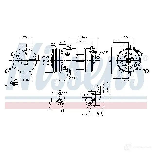 Компрессор кондиционера NISSENS 5707286467514 890667 R36 C49 1424957677