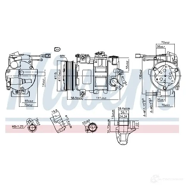 Компрессор кондиционера NISSENS 890620 NKZ9S RX 1223611 5707286439795