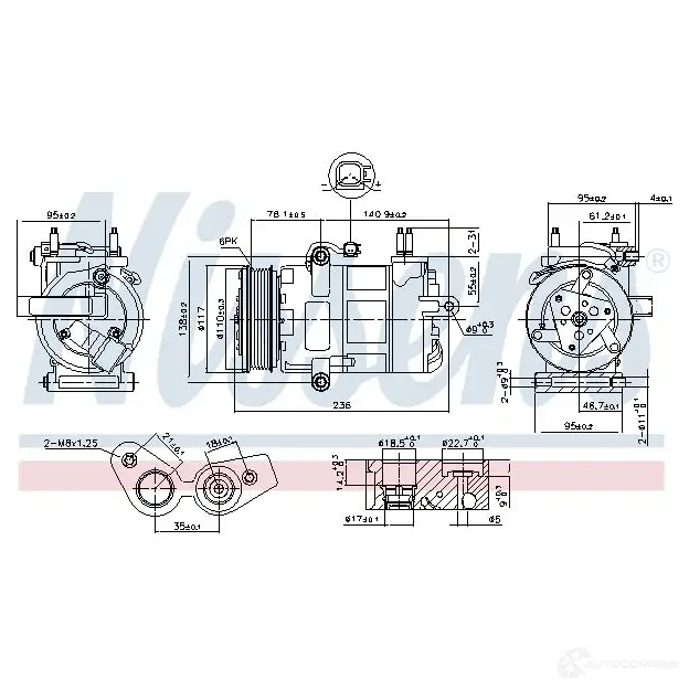 Компрессор кондиционера NISSENS 890217 5707286403628 A4 RX2D 1223464 изображение 0