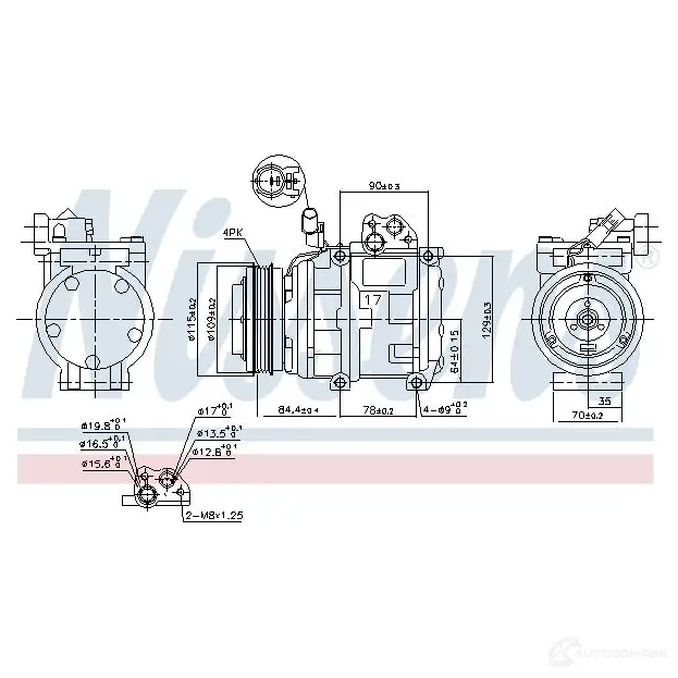 Компрессор кондиционера NISSENS 1214103630 X8 3XEAZ 890282 5707286402775 изображение 5