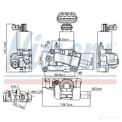 Клапан EGR NISSENS 1424816659 5707286470293 98227 Q90 HDU4 изображение 6