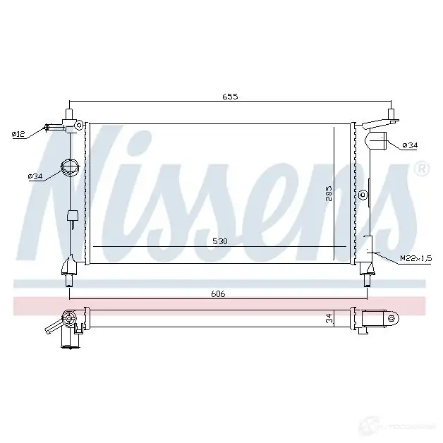 Радиатор охлаждения двигателя NISSENS 632851 1219681 5707286210646 NQ67M K изображение 4