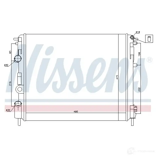 Радиатор охлаждения двигателя NISSENS 638081 5707286213739 1220009 3AAC7 R изображение 5