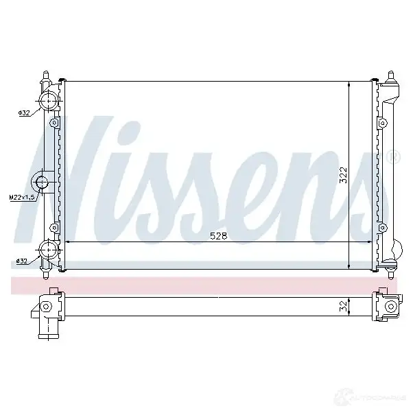 Радиатор охлаждения двигателя NISSENS HOL KU 1220695 651731 5707286221567 изображение 1