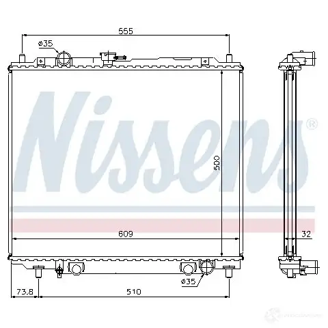 Радиатор охлаждения двигателя NISSENS O3 QC5K 1219704 63309A 5707286211063 изображение 0