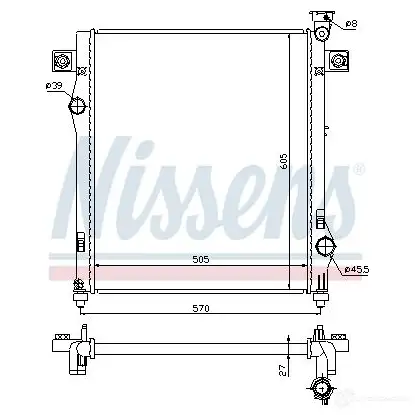 Радиатор охлаждения двигателя NISSENS 1218436 ADZT BI 5707286197008 614450 - Изображение 1