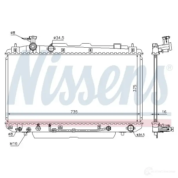 Радиатор охлаждения двигателя NISSENS 671950 5707286367357 0EWM E 1221128 - Изображение 1