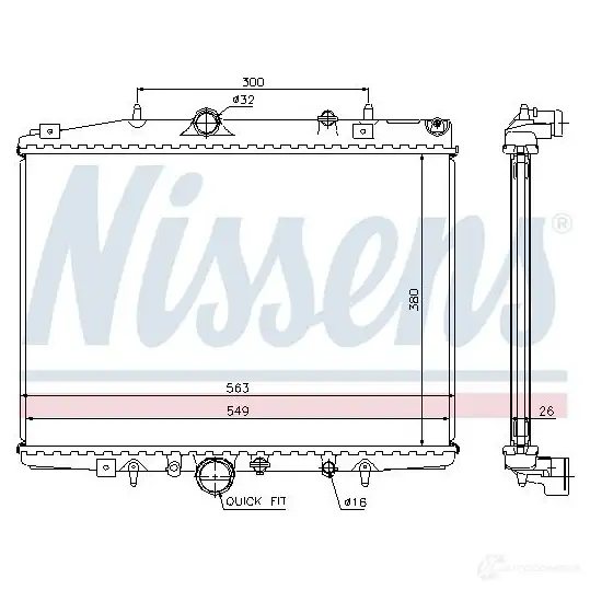 Радиатор охлаждения двигателя NISSENS V RP2SB 5707286212725 1219859 63703 изображение 1