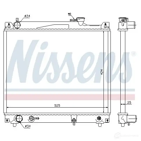 Радиатор охлаждения двигателя NISSENS 1220828 T2 LDAQ 5707286222953 65468A - Изображение 1