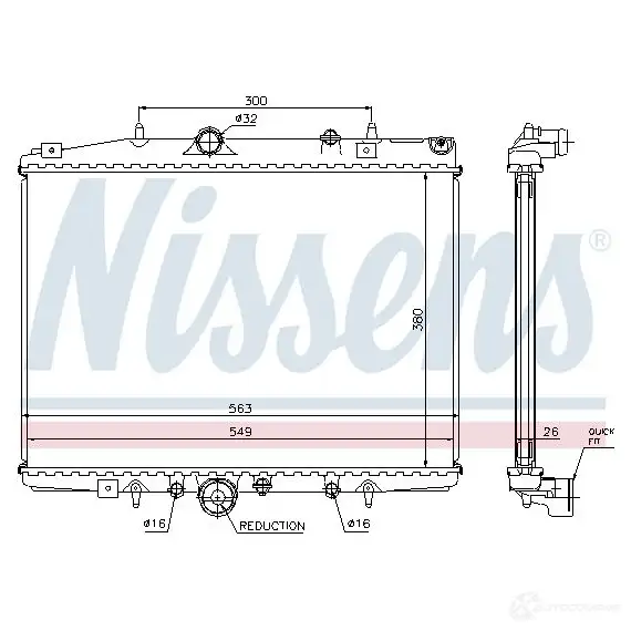 Радиатор охлаждения двигателя NISSENS F71M WE 63702 5707286212718 1219858 изображение 1